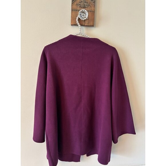 JM Collection Womens Size XL Burgundy Cardigan Sweater Beaded Flower Trim - Picture 3 of 5